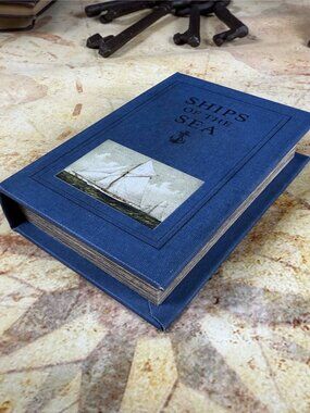 Ships of the Sea Decorative Book Storage Box | Nautical Hidden Storage